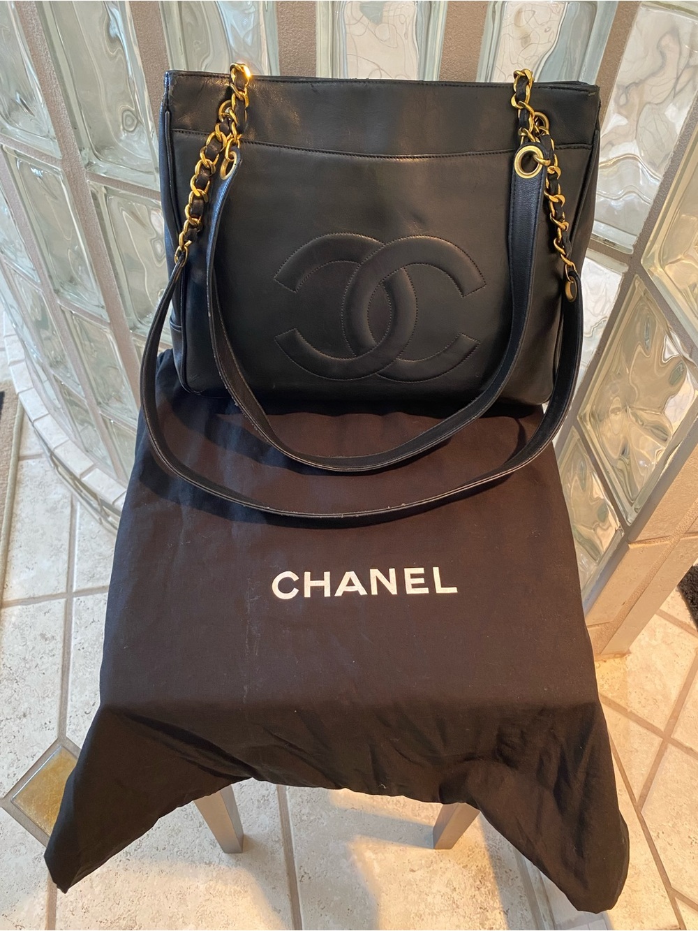 CHANEL Timeless CC Tote in Black Lambskin Leather with 24k gold-plated hardware
